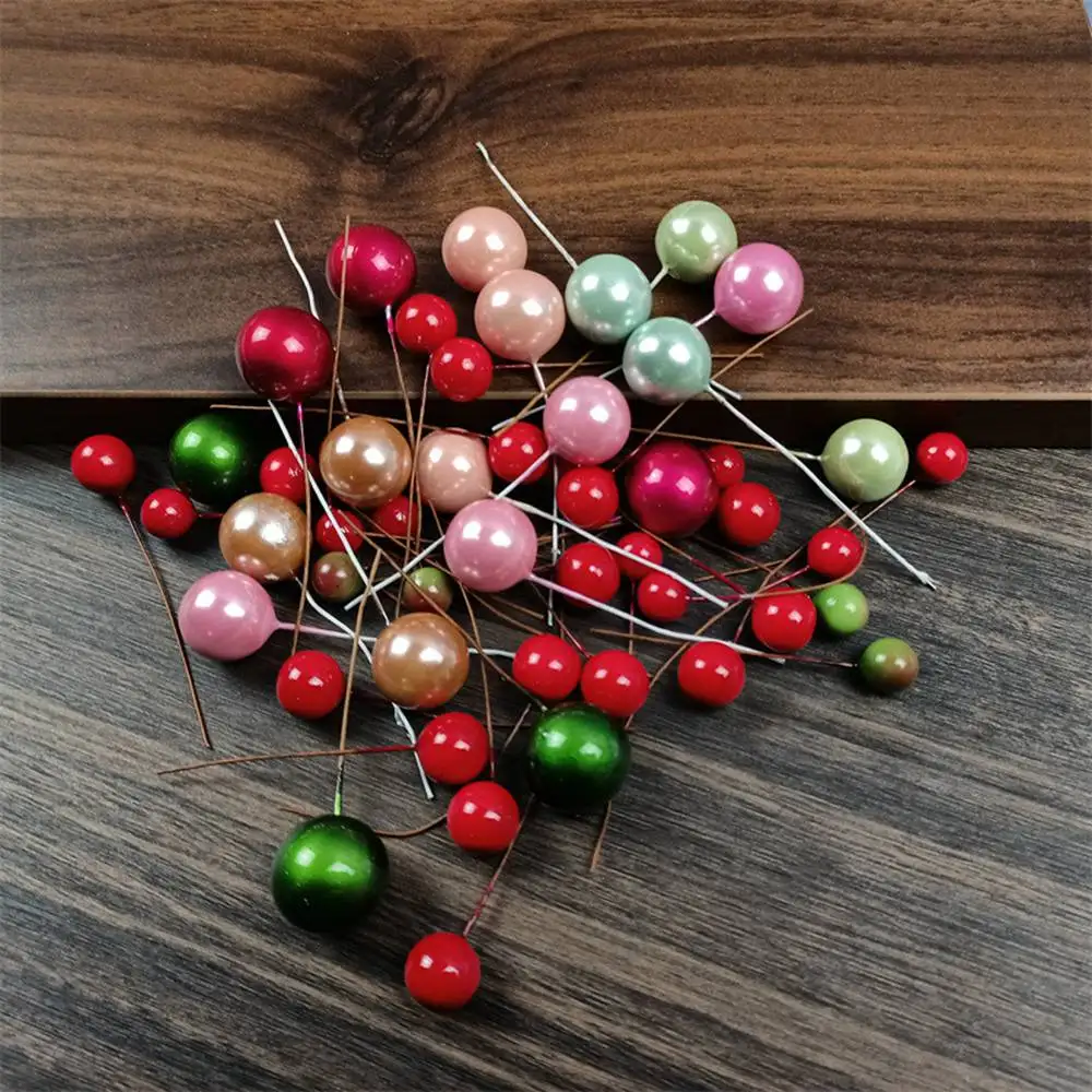 

10pcs/Lot Christmas Red Fruit Ball Cake Topper Wedding Birthday Party Cake Dessert Plugin DIY Crafts Foam Cherry Fruit Wreath