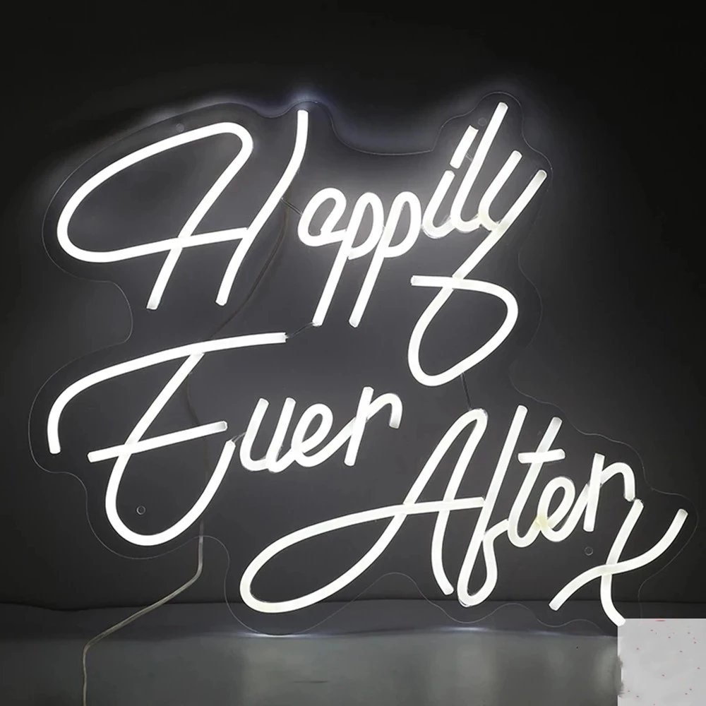 Neon Sign Happily Ever After Wedding Neon Sign Custom Led Light Custom Neon Sign Wall Decor Party Decor Red Light Home Room Wall