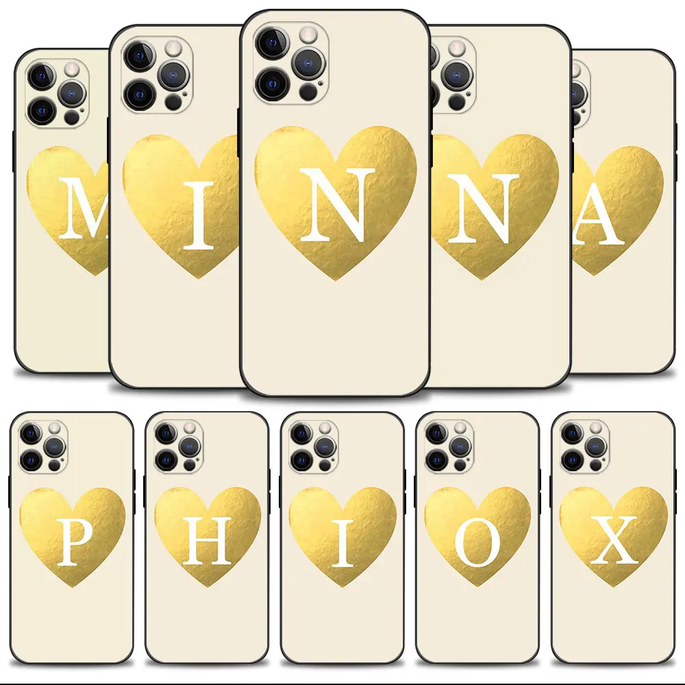 

Letter Gold Love Women Girls Case For Apple iPhone 14 13 12 11 Pro Max 13 12 Mini XS Max XR X 7 8 6 6S Plus Cover Shell