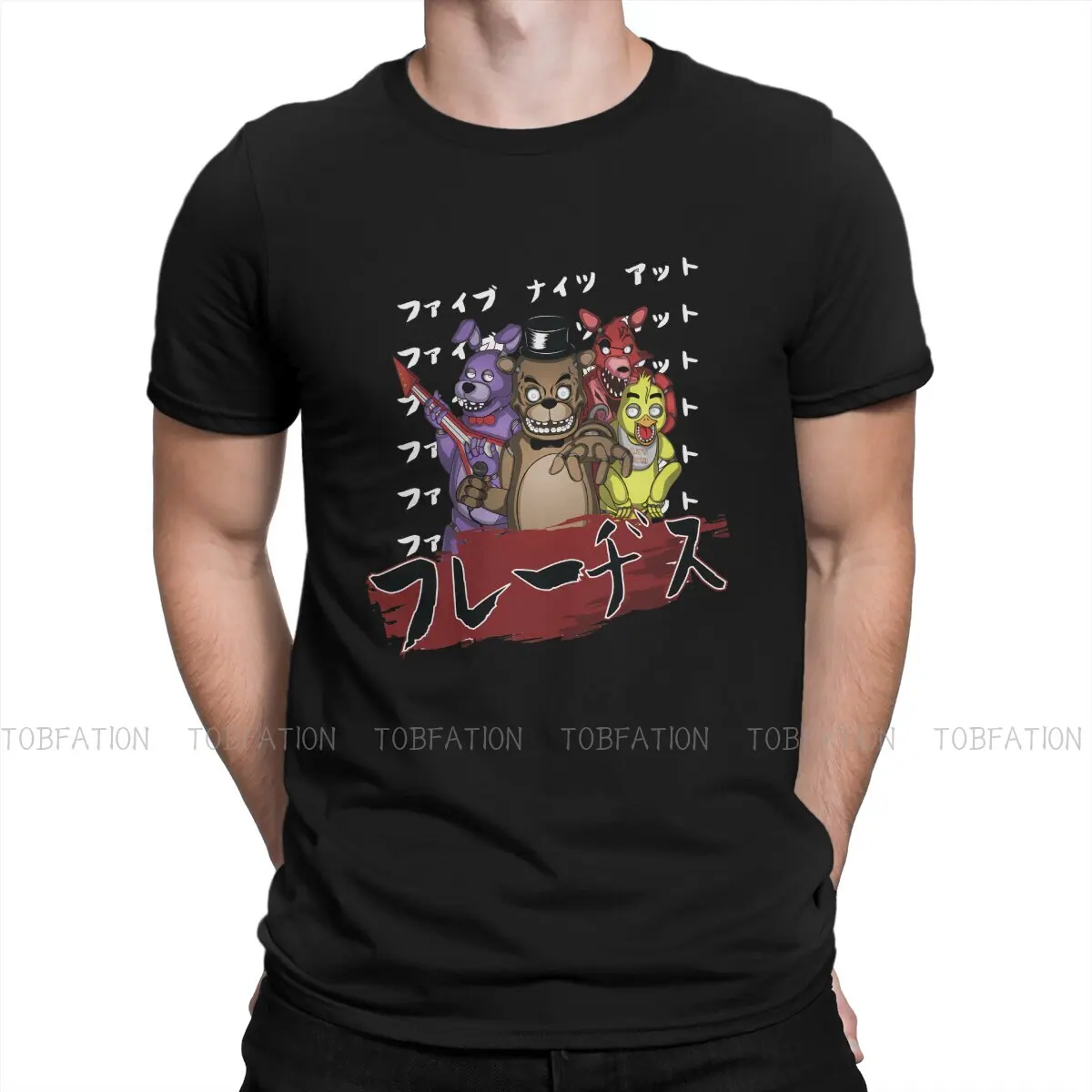 

Anime Hipster TShirts FNAF Game Men Harajuku Pure Cotton Tops T Shirt Round Neck Oversized