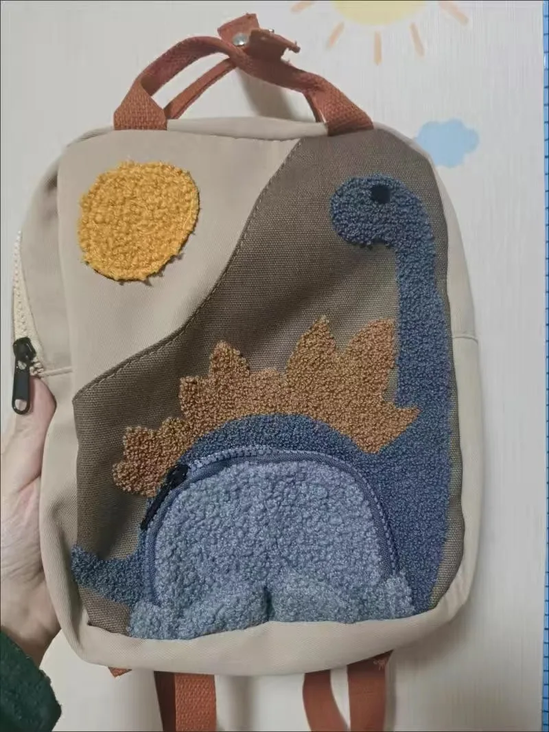 New Sun Long Neck Dinosaur Backpack Hook Embroidered Cartoon Canvas Kindergarten Children's Plush Backpack Toddler Sanck Bags enlarge
