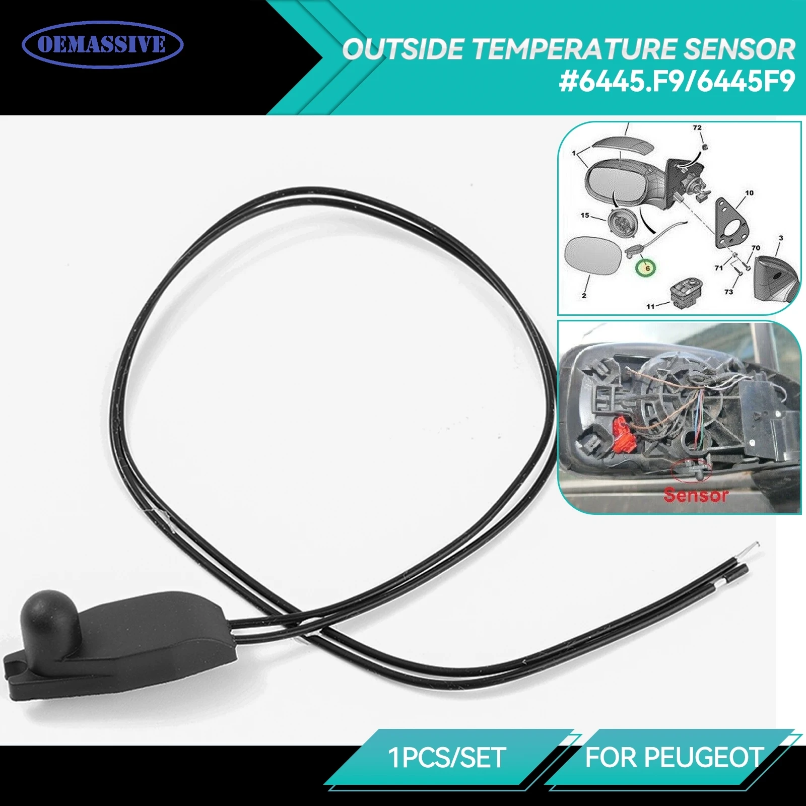 

Наружный датчик температуры воздуха 6445F9 для PEUGEOT 206 207 208 306 307 Citroen C3 C4 C5 C6 C8 407. F9