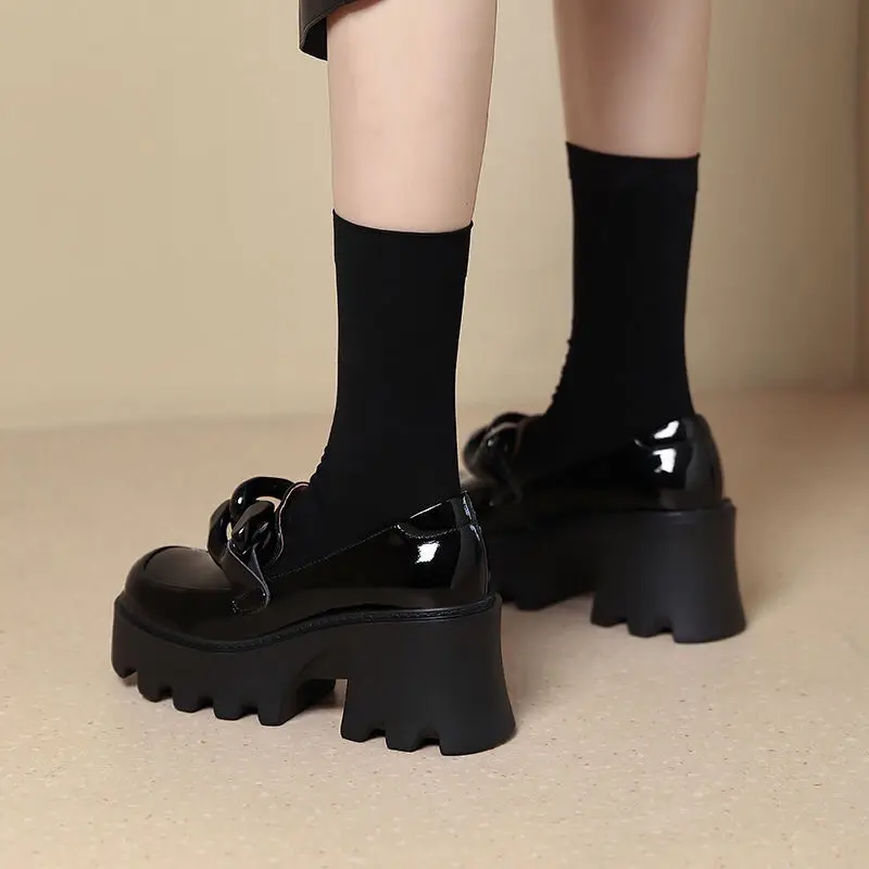 

Туфли-лодочки женские на платформе, высокий каблук, ремешок с пряжкой, Туфли Мэри Джейн, готические Вечерние туфли на толстом каблуке, белые, E862