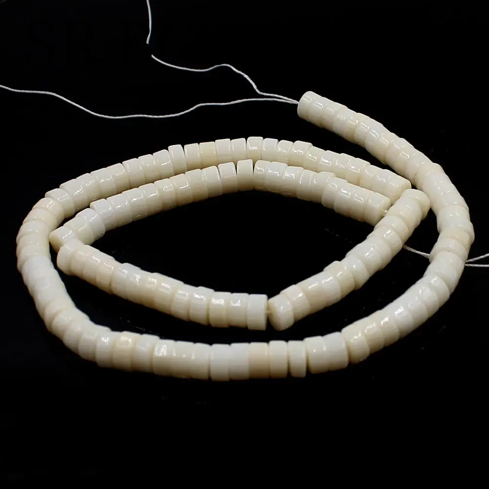 

Free Shipping 4x6mm Rondelle Shape Beaded DIY Real Genuine Natural White Coral Beads Strand 15"