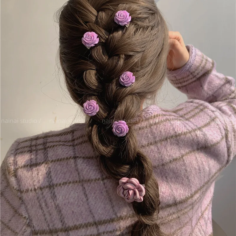 

2023 Gentle Purple Camellia Hairpin Grace Temperament Retro Sweet Lovely Side Clip Hair Accessories Spring Headwear For Women