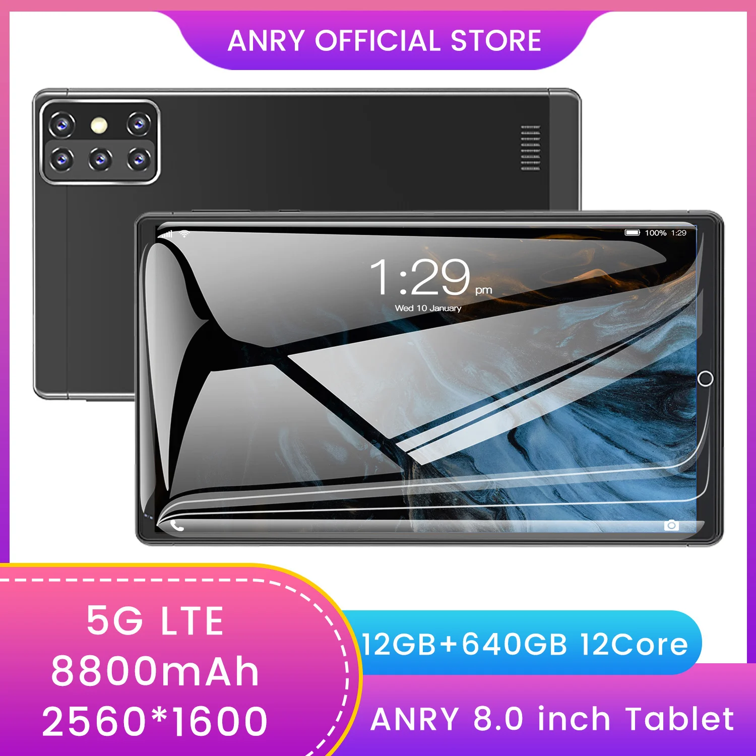 

Tablet PC K20 5G LTE 8 Inch 12GB RAM 640GB ROM 8800mAh Battery WPS Office Google Play Send Keyboard Dual SIM WIFI Tablette