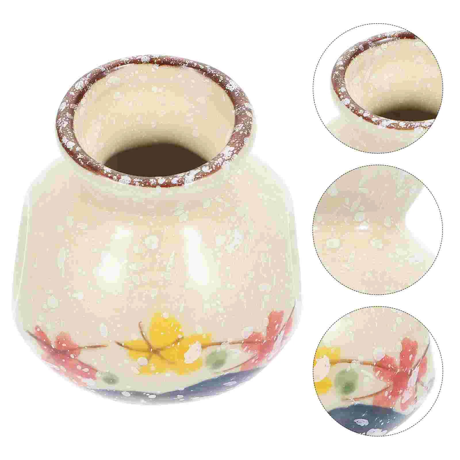 

Vase Flower Ceramic Floral Pot Decorative Toothpick Pottery Container Artificial Mini Geometric Textured Holder Farmhouse