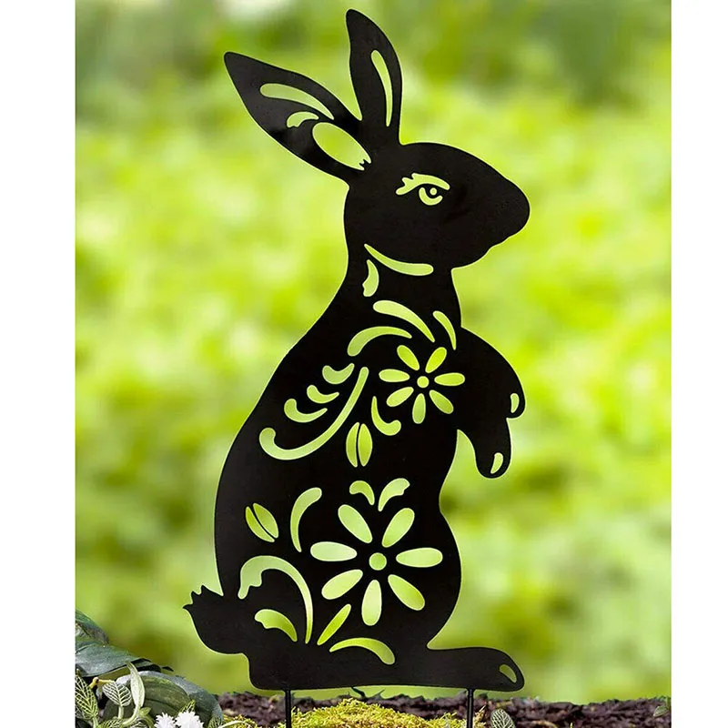 

Animal Silhouette Stake Bunny Rabbit Garden Stake Yard Art Lawn Patio Decor Home Decor Metal Art Vintage Metal Plate Wall Art