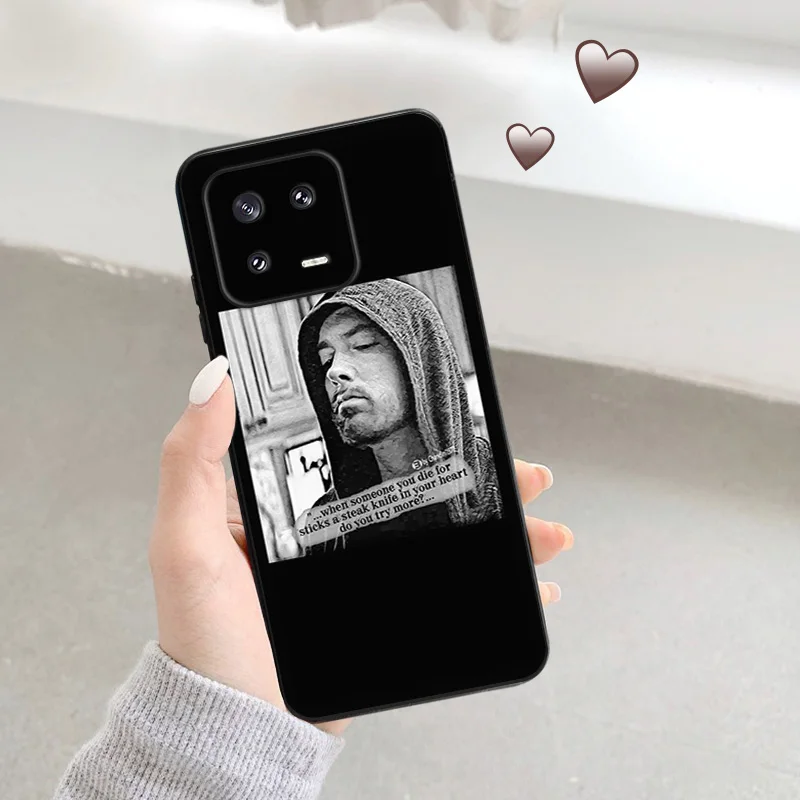 Матовый чехол для телефона Redmi Note13 Pro 5G 4G Note 12 12c 13c Xiaomi 12X 12T 13 Lite Eminem RAP GOD черный