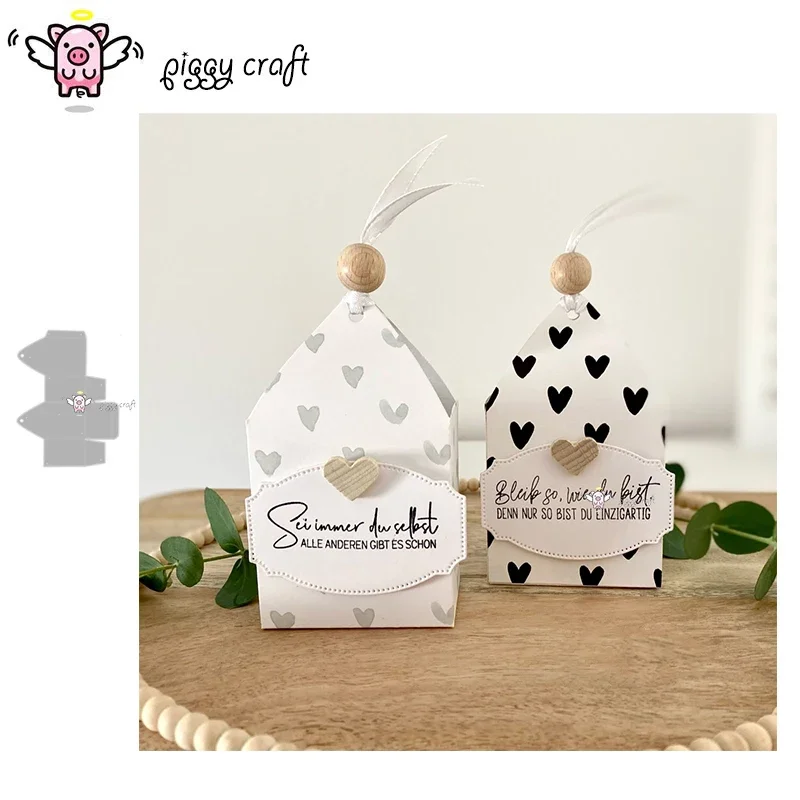 Piggy Craft металлические штампы для резки форма новая 3D коробка с отверстием бирки