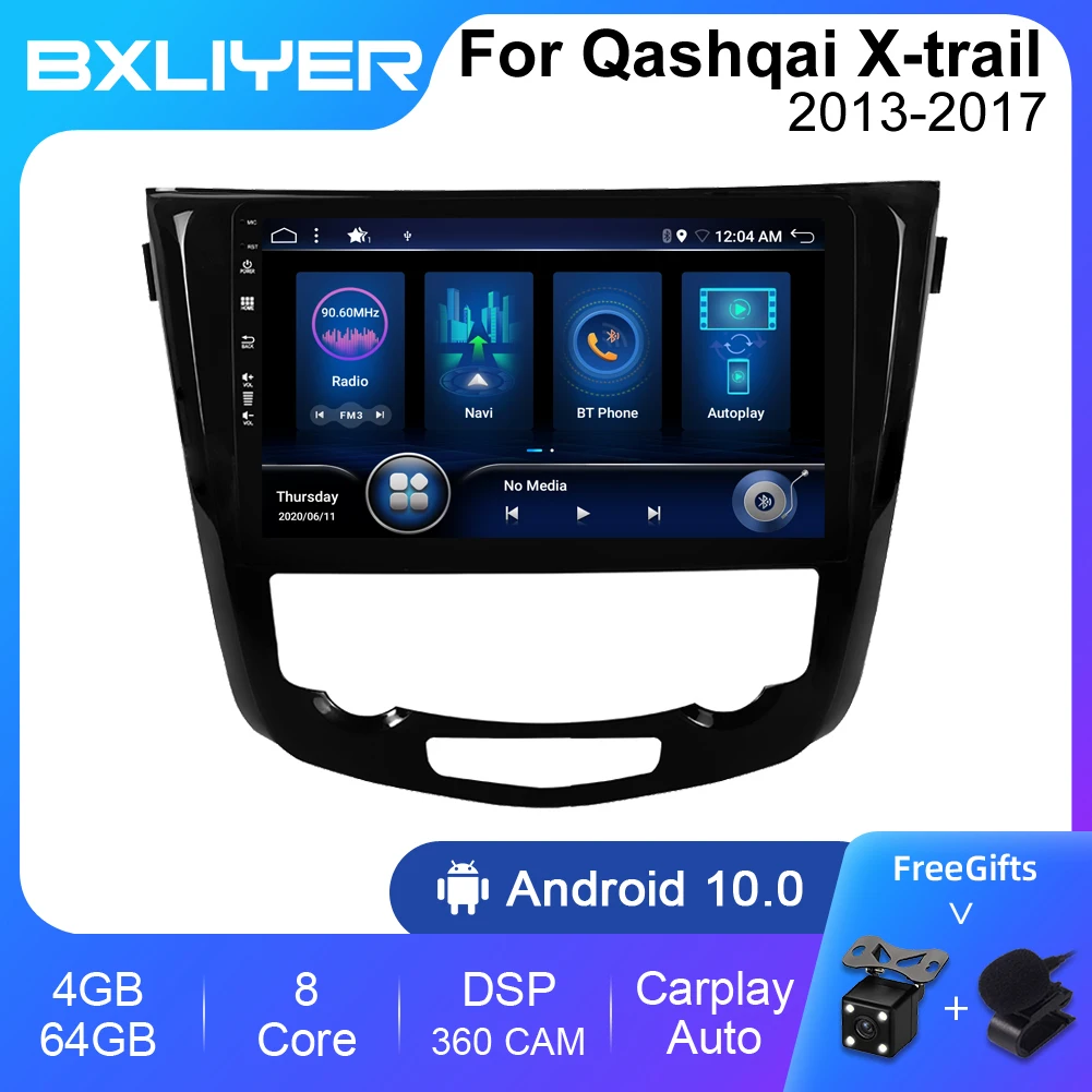 BXLIYER Android 10 Для X-TRAIL X Trail T32 Qashqai 2 J11 2014 - 2017 Автомобильный Мультимедийный Видеоплеер 2Din GPS Navi Carplay 6+128GB on.