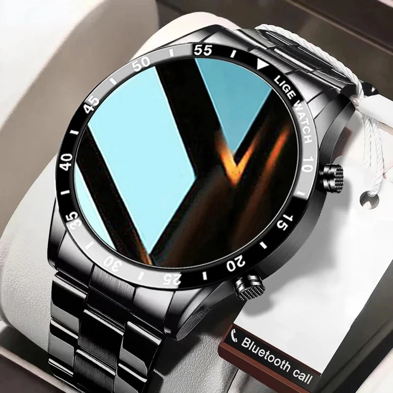 

2023 New Full Circle Touch Screen Steel Band Luxury Bluetooth Call Men Smart Watch Waterproof Sport Activity Fitness Watch+Box