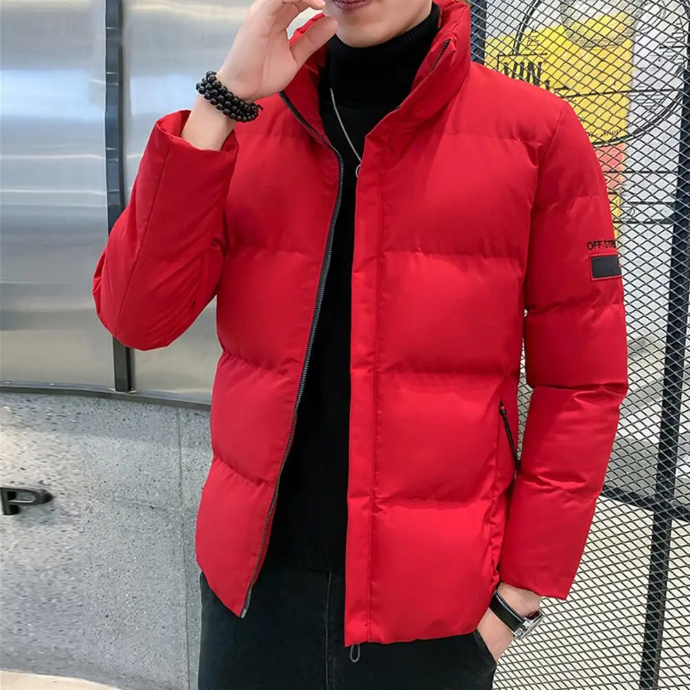 Trendy Men Jacket Cotton Padded Washable 3D Cutting Zipper Jacket  Korean Style Men Coat for Daily  Wear