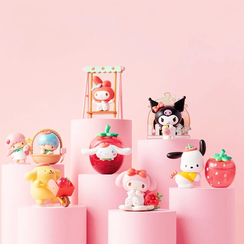 

Sanrio Blind Box Kawaii Strawberry Estate Series Kuromi Cinnamoroll Anime Figure Kawaii Collection Caja Ciega Mystery Model Box