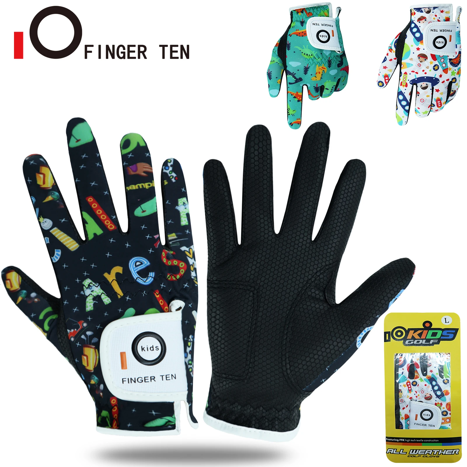 New Golf Gloves Junior Breathable Left Right Hand Soft Glove Rain Grip Hot Wet for Age 2-10 Kids Boy Girl Dorp Shipping