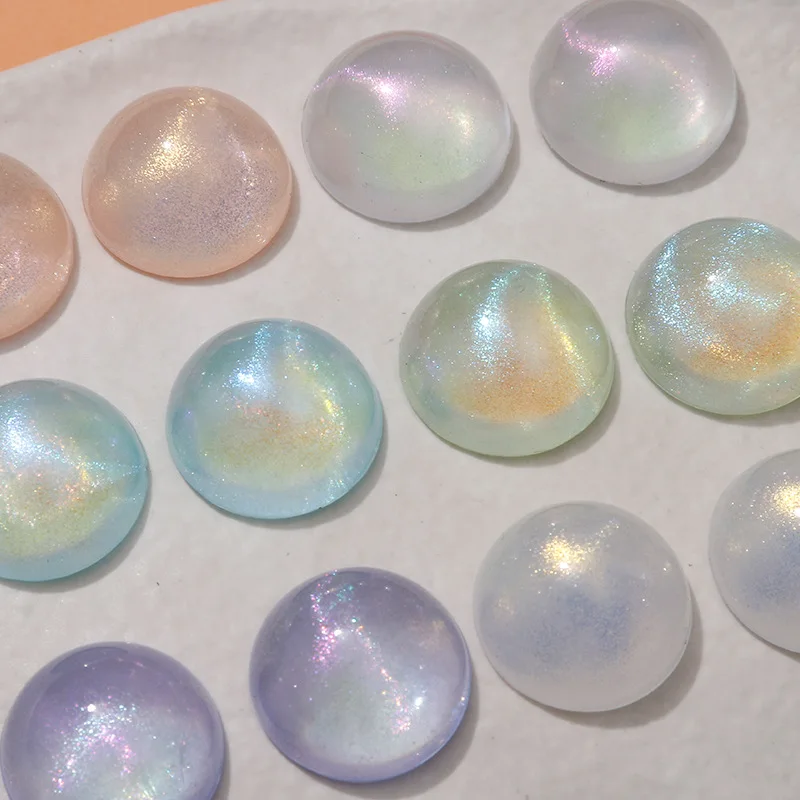 

Fresh New 100pcs 18mm Fantasy Starry Sky Aurora Sparkling Powder Granular Circular Acrylic Patch DIY Jewelry Beads Ornament