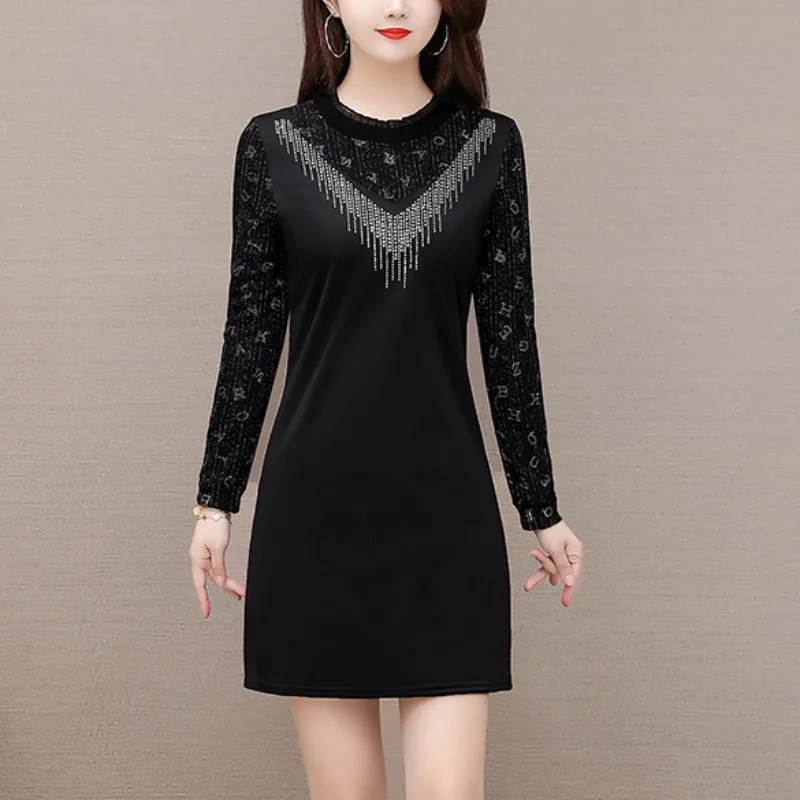 Женское платье с флисовой подкладкой Mom Sle осень и зима 2023 новая маленькая