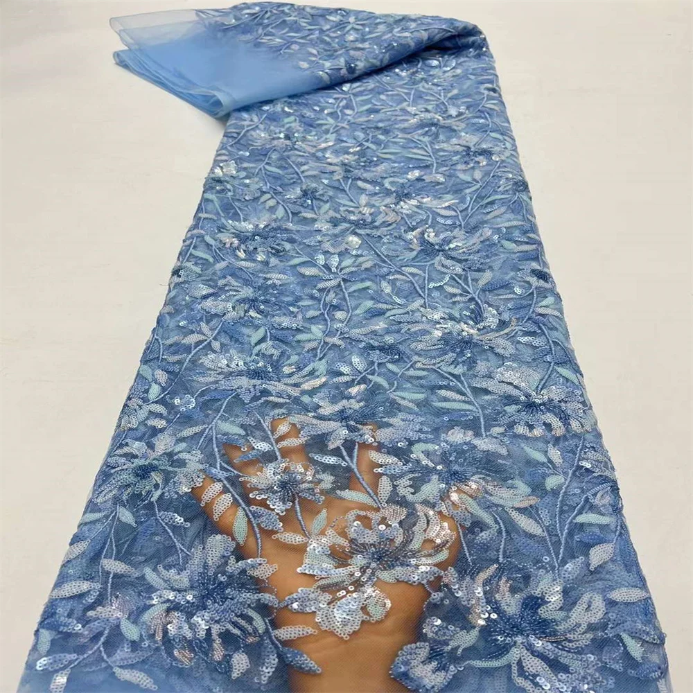 Новинка 2024 африканская нигерийская Изысканная кружевная ткань с блестками