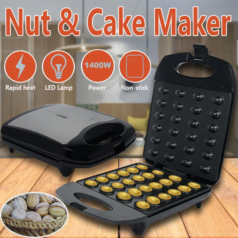 24 Holes Mini Household Nutrient Nut Machine Frying Pan Cake Machine Sandwich Maker Baking Machine 1400W