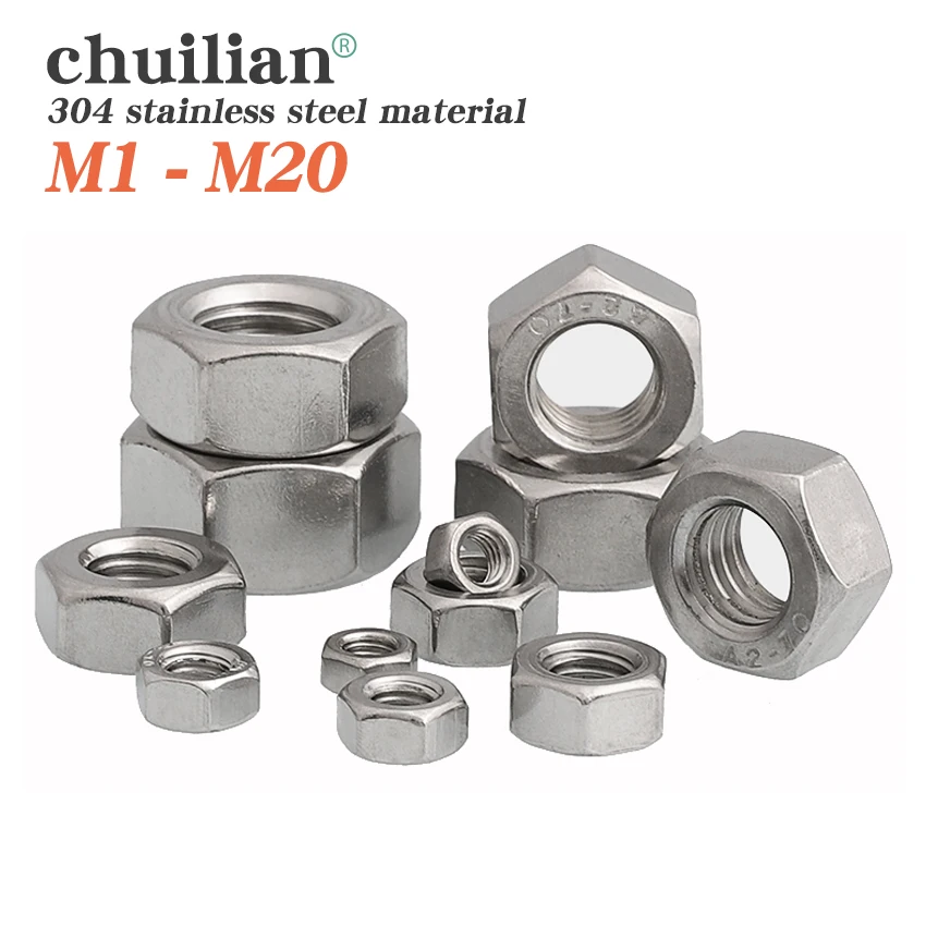 

Metric 304 Stainless Steel Hex Hexagon Nut DIN934 M1 M1.2 M1.4 M1.6 M2 M2.5 M3 M4 M5 M6 M8 M10 M12 M16 M20 Screw Nuts