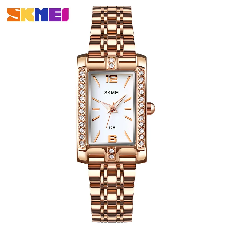 Skmei Watch Trendy Fashion Diamond Steel Strap Waterproof Quartz Watch Women's Watch images - 6