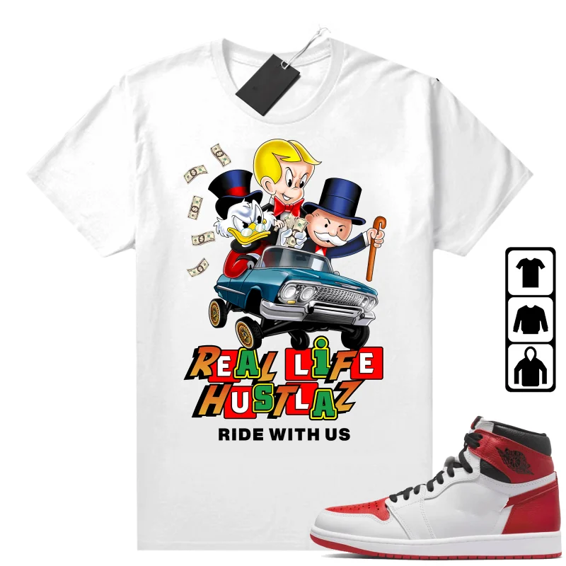 

Heritage 1s Unisex Tees Sneaker Match Shirts Real Life Hustlers Print Men Streetwear 100% Cotton Graphic T Shirts For Men