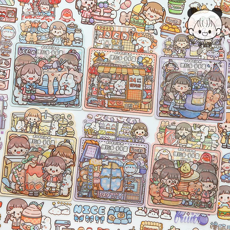1set/lot Kawaii Scrapbook Stickers street shop Junk Journal Paper Stationery Planner Decorative stickers - купить по выгодной
