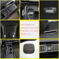for 2022 honda civic 11th gen stainless steel carbon fiber car center control shift frame cover sticker car interior accessories