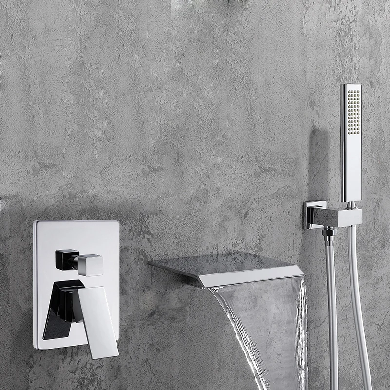 brass black shower set bathroom faucet wall mounted rainfall shower head diverter mixer handheld spray set bathroom faucet free global shipping