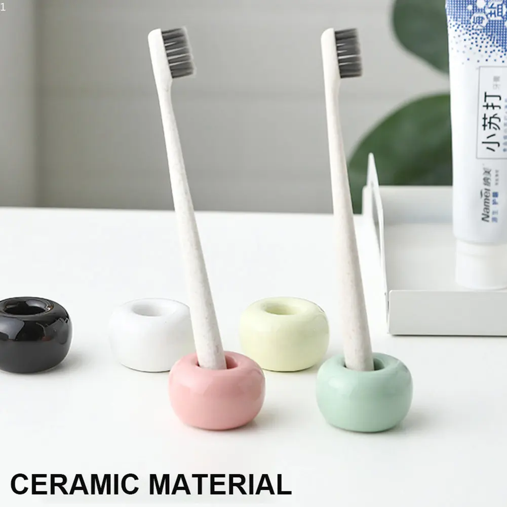 

Ceramic Toothbrush Holders Novel Donut Toothbrush Base Bracket Multifunction Mini Toothbrush Storage Racks Bathroom Accessories