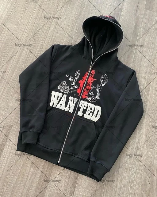 Vintage Zip Print Hoodie Ladies Casual Street Style Y2k Loose Top American 90s Sweatshirt 2022 Summer New Unisex 3