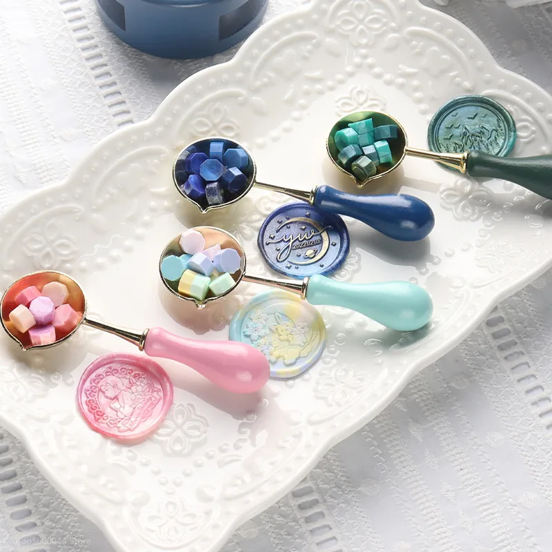 

Fire Paint Spoon Wax Seal Stamp Accessories Wax Seal Melting Spoon Vintage Wooden Handle Scrapbooking Invitation Card Wax Spoon