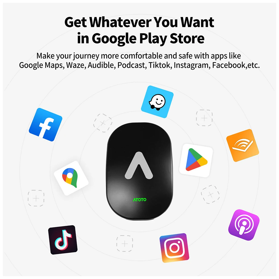 Смарт-Автомагнитола ATOTO стерео-система на Android с кольцом ИИ-ТВ-приставкой для Carplay