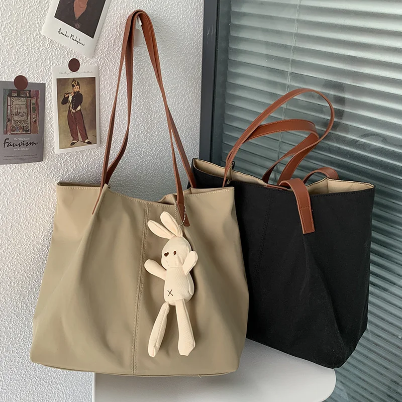 

Сумка на одно плечо ins, нейлоновая холщовая женская сумка для покупок в японском, литературном и художественном стиле, простая, однотонная, в гонконгском стиле