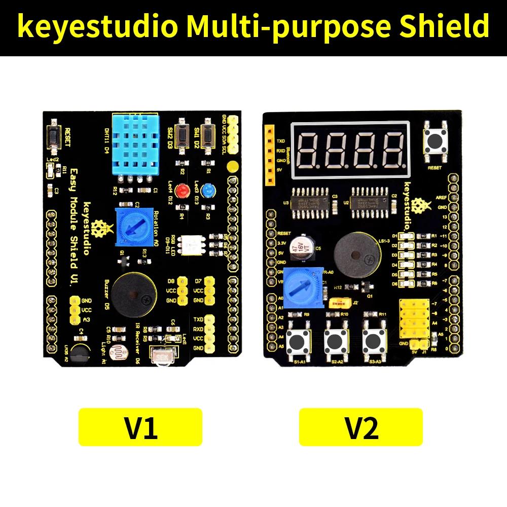 Фото Многоцелевой щит Keyestudio V1 V2 для Arduino UNO R3 и MEGA2560, макетная плата, простой модульный щит для экспериментов своими руками №1