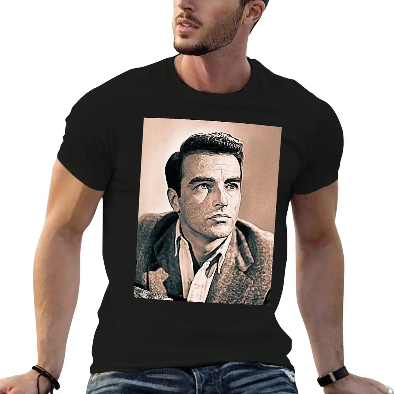 Montgomery Clift Art - винтажная краска футболка D85 хлопковые футболки с рисунком летняя