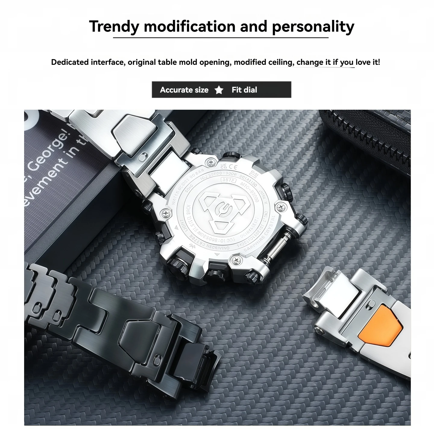 Фото Для Casio G-SHOCK серии MTG-B3000B/BD: Металлический быстросъемный ремешок из нержавеющей стали, персонализированный, модный, трендовый №4