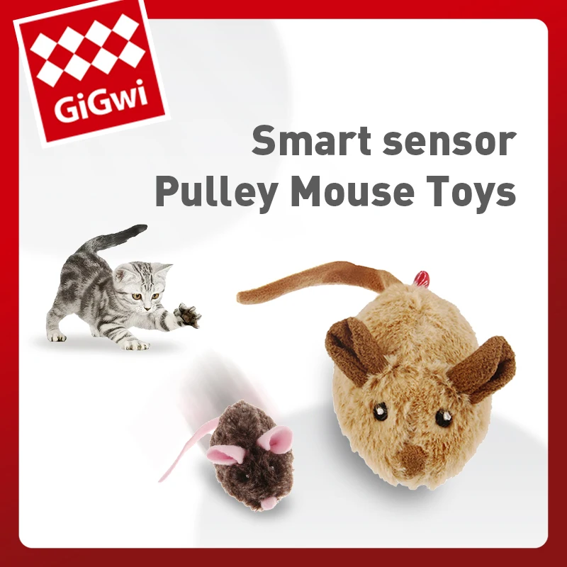 

GiGwi Pet Toy Smart Sensor Pulley Mouse Catnip Mice Cats Toys Plush Cat Toy For Kitten Cute Plush Interactive Cat Accessories