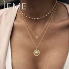 Женское винтажное ожерелье-чокер IF ME с жемчужными бусинами, цепочка с длинной подвеской-монеткой в этническом стиле, модная вечерняя бижутерия, 2021
