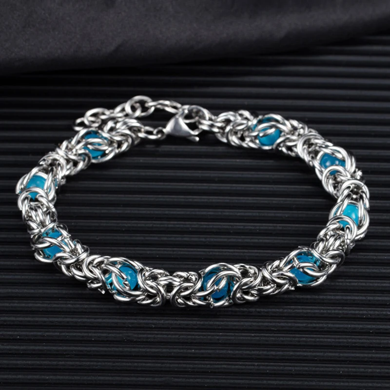 

2023 ювелирные изделия, классический браслет-цепочка из синего камня из смолы для мужчин и женщин, женские аксессуары, браслеты-цепочки