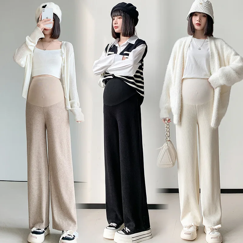 

Осенние модные длинные брюки для беременных свободные прямые брюки с широкими штанинами для беременных Повседневная Одежда для беременных