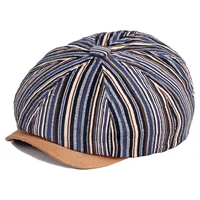2022 striped newsboy cap for men soft cotton octagonal hat fashion autumn hats women bone boinas gatsby caps street man flat hat