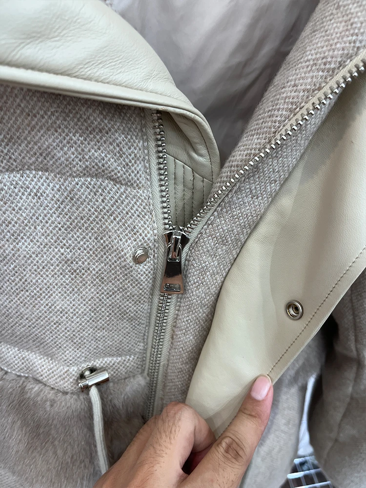 Женская зимняя теплая куртка на гусином пуху кашемировые шерстяные куртки с