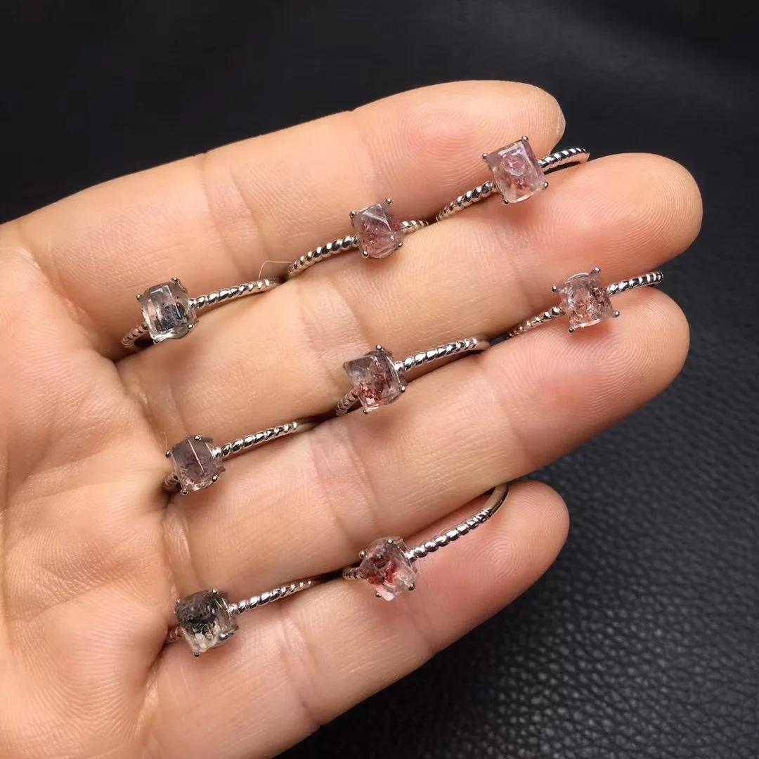 

1 Pc Fengbaowu Natural Super 7 Seven Quartz Ring 925 Sterling Silver Energy Crystal Reiki Healing Stone Fashion Jewelry Gift