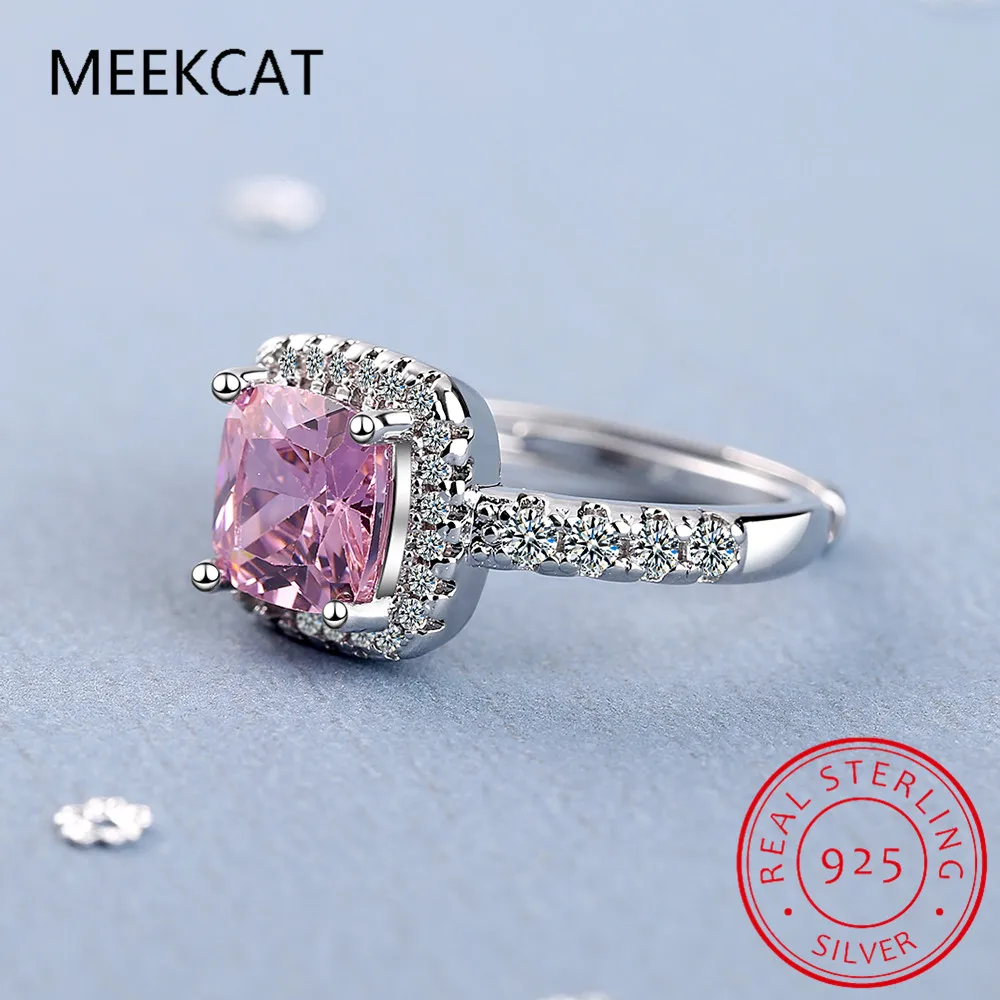 100% стерлингового серебра 925 пробы сверкающие 10*10 мм квадратные розовые белые