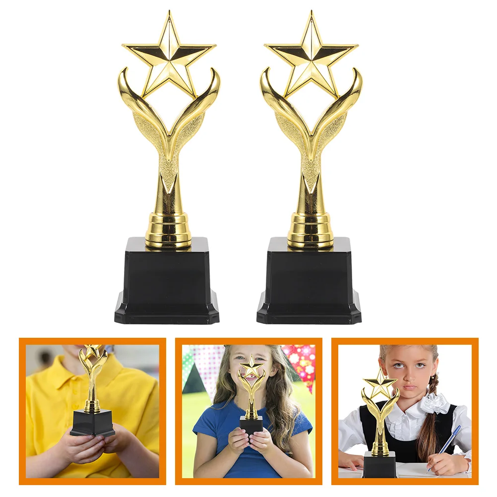 

2 Pcs Trophy The Gift Appreciation Winner Cup Pentagram Model Abs Decor Celebration Competition Student