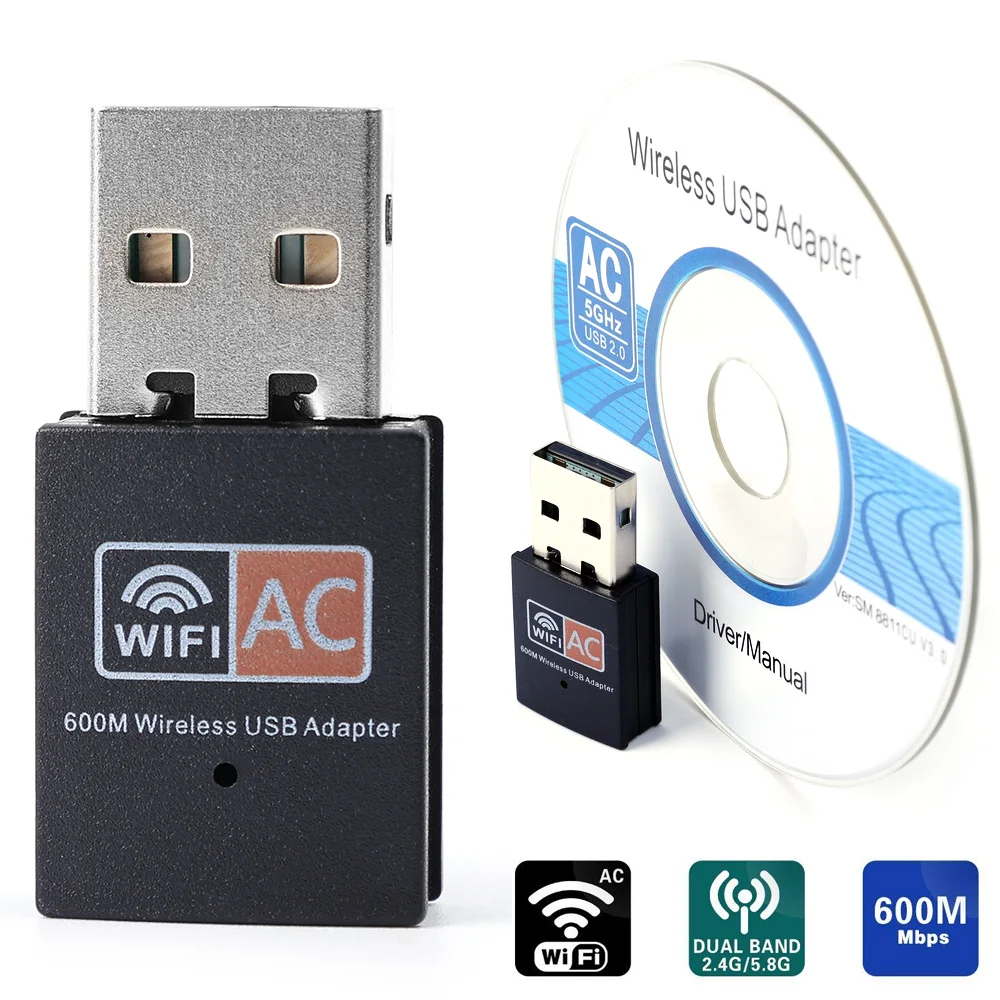 

Двухдиапазонная USB беспроводная сетевая карта 600 Мбит/с 2,4 ГГц + 5 ГГц для компьютера ПК ноутбука Macbook антенна USB Wi-Fi соединитель Адаптер