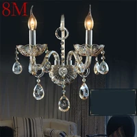 8m indoor wall lamps crystal fixtures led european candle light classical for home bed room lamp