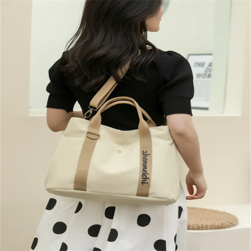 Fashion Luggage Women's Handbags Shoulder NEW Casual Alphabet Canvas Large Capacity Tote Black Storage Travel Bolsa Feminina