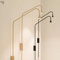 Designer Minimalist Industrial Swing Arm Wall Lamp G4 LED Indoor Lighting Living/model Room Background Bedroom Bedside Bar Study